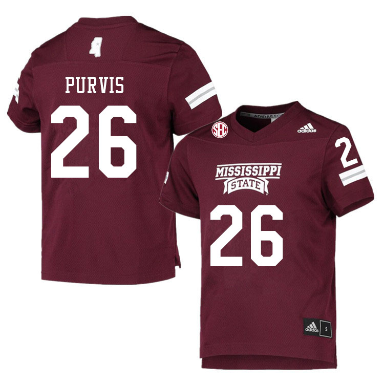 Men #26 J.P. Purvis Mississippi State Bulldogs College Football Jerseys Sale-Maroon
